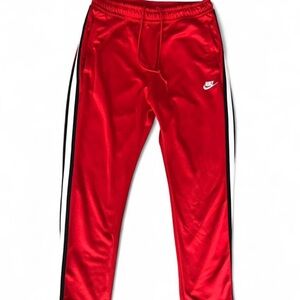 Nike Red Track Pants with Side Stripe | Athletic Streetwear| Size Large
